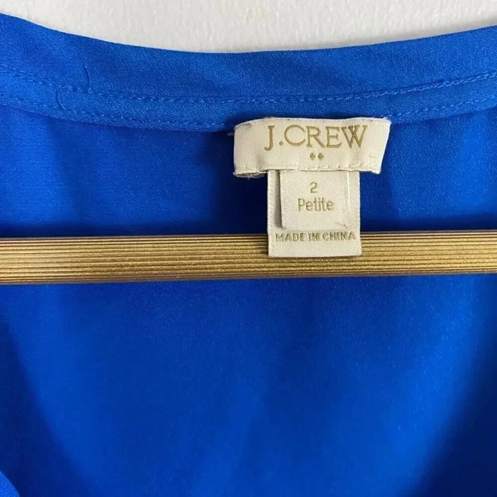 J. Crew Blue Scoop Neck Cuffed Sleeve Top
